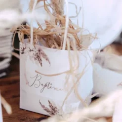 6 Sacs Cadeaux Bapt Me Pampa Fleur De Coton Theme Bapteme