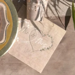 Badaboum 20 Serviettes En Papier Mariage Naturel 33 Cm X 33 Cm