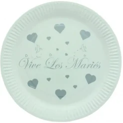 Badaboum Assiette Jetable Vive Les Mari S Argent X10