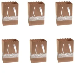 Boite A Dragees Kraft Dentelle Avec Ruban Satin X6 Pi Ces Theme Dentelle