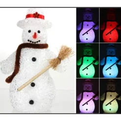 Badaboum Bonhomme De Neige Lumineux Avec Balais En Acrylique Discount