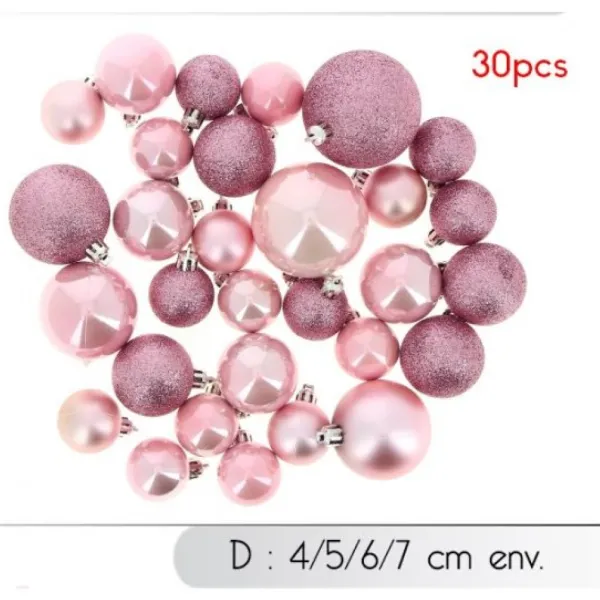 Badaboum Boule De Noel Assorties Rose X 30 Pi Ces Hot