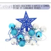 Badaboum Boule De Noel Avec Cimier Turquoise Et Blanc X 14 Pi Ces Best