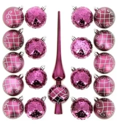 Badaboum Boule De Noel Avec Cimier Violet Et Argent X 18 Pi Ces Discount