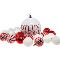 Badaboum Boule De Noel Blanc Et Rouge Joyeux Noel X 21 Pi Ces Online