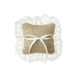 Coussin Porte Alliance En Jute Avec Dentelle Blanche Theme Dentelle