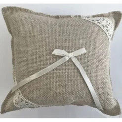 Coussin Porte Alliance En Jute Dentelle Theme Jute