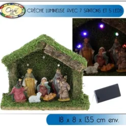 Badaboum Cr Che De Noel Lumineuse Avec 7 Santons Et 5 Led Discount