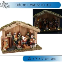 Badaboum Creche De Noel Lumineuse 10 Led Blanc Chaud + 9 Santons Clearance