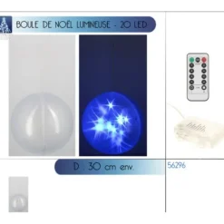 Badaboum Grande Boule De Noel Lumineuse Bleu Avec Telecommande Hot