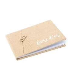 New Livre D'Or Jute Coeur Bois Et Ficelle Theme Jute