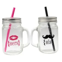 Badaboum Lot De 2 Bocaux En Verre Mr Mrs