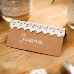 Discount Marque Place Carton Kraft Et Dentelle X 10 Pi Ces Theme Dentelle