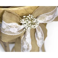 Noeud De Chaise Mariage En Jute Et Dentelle Theme Dentelle