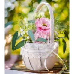 Discount Panier Mariage Lin Et Dentelle Theme Dentelle