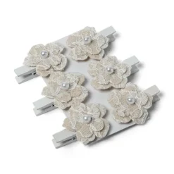 Discount Pince Marque Place Fleur Jute Dentelle X 6 Pi Ces Theme Dentelle