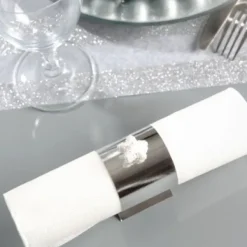 Badaboum Rond De Serviette Argent M Tallis En Carton X 10 Pi Ces Clearance