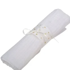 Badaboum Rond De Serviette Blanc Petits Coeur Or X 10