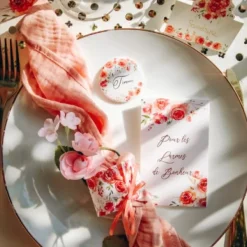 Badaboum Rond De Serviette Fleuri Rose X 4 Pi Ces Best