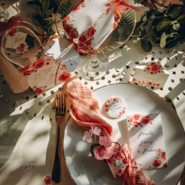 Badaboum Rond De Serviette Fleuri Rose X 4 Pi Ces Best