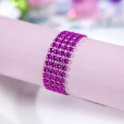 Badaboum Rond De Serviette Mariage Strass Fuchsia X 100 Pi Ces Hot