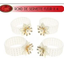 Badaboum Rond De Serviette Mariage Fleur X 4 Pi Ces Discount