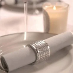 Badaboum Rond De Serviette Mariage Strass En Argent X 50 Pi Ces Discount