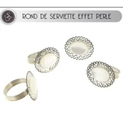 Badaboum Rond De Serviette Mariage Perle X 4 Pi Ces Sale