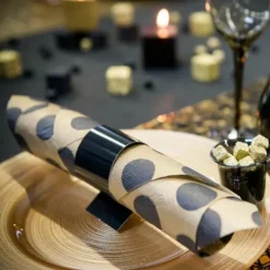 Badaboum Rond De Serviette Noir En Carton X 6 Pi Ces Best