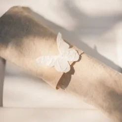 Badaboum Rond De Serviette Papillon Lin Et Dentelle X 12 Pi Ces Sale