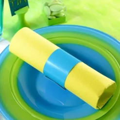 Badaboum Rond De Serviette Turquoise En Carton X 6 Pi Ces