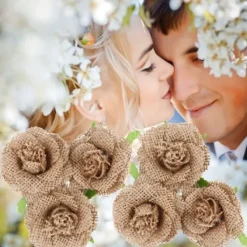 Online Rose En Jute Pour Deco De Table Mariage X 4 Pi Ces Theme Jute