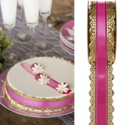 Discount Ruban Charlotte Dentelle Fuchsia 50Mm X 20 M Tres Theme Dentelle