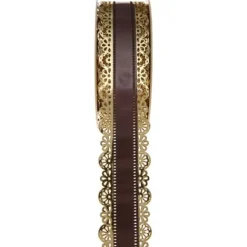 Discount Ruban Charlotte Dentelle Chocolat 50Mm X 20 M Tres Theme Dentelle