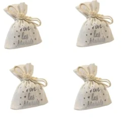 Badaboum Sac A Dragees Coton Vive Les Mari S Argent X 4