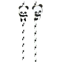 Online Set De 10 Pailles Blanches Pois Noirs Baby Panda Theme D Co Baby Shower