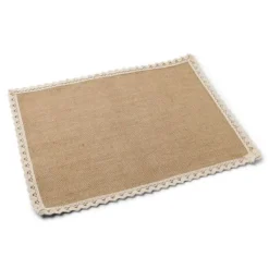 Hot Set De Table Rectangle Jute Et Dentelle X 10 Pi Ces Theme Dentelle