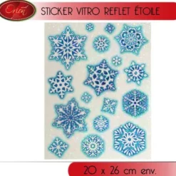Badaboum Stickers Décoration De Noel Fenêtre Reflet Etoile Bleu New