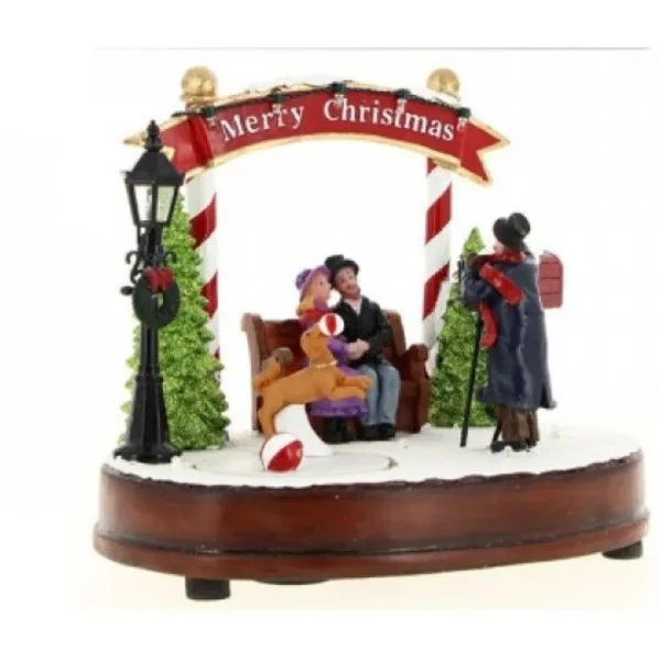 Badaboum Village Scene De Noel Tournant Avec Chien Et Balle Sale